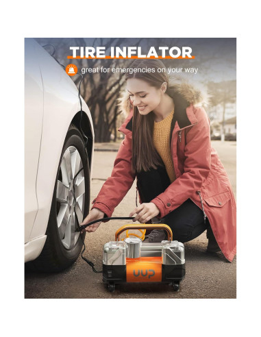 Compresor de Aire UUP 12V Doble Cilindro 150PSI Portátil