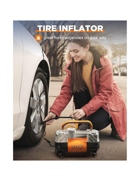 Compresor de Aire UUP 12V Doble Cilindro 150PSI Portátil