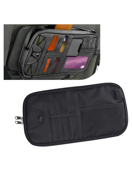 Organizador de Visera Solar Anyhut Negro 30x15 cm Multifuncional