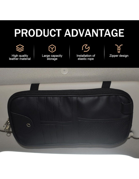 Organizador de Visera Solar Anyhut Negro 30x15 cm Multifuncional