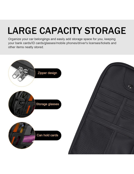 Organizador de Visera Solar Anyhut Negro 30x15 cm Multifuncional