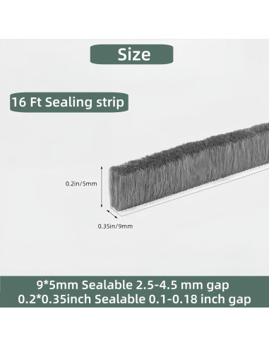 Sello de Puerta con Burlete Aislante Fjzoys 5.03m Gris