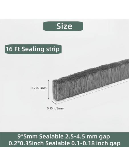 Sello de Puerta con Burlete Aislante Fjzoys 5.03m Gris