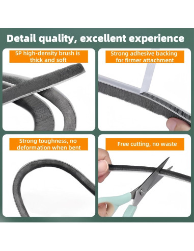 Sello de Puerta con Burlete Aislante Fjzoys 5.03m Gris