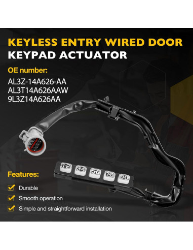 Actuador de Teclado Sin Llave Gledewen AL3Z-14A626-AA para Ford F-150 2009-2014