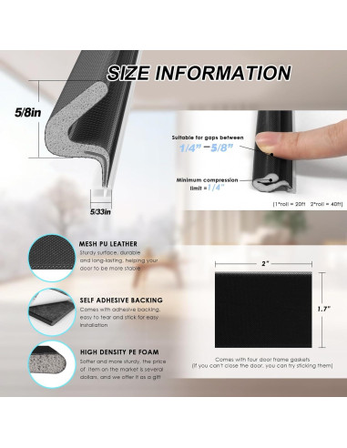 Burlete para Puerta Pluden 40FT Aislante Acústico Negro