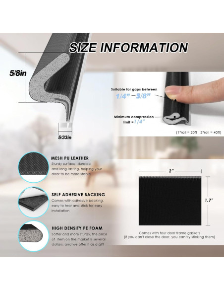 Burlete para Puerta Pluden 40FT Aislante Acústico Negro