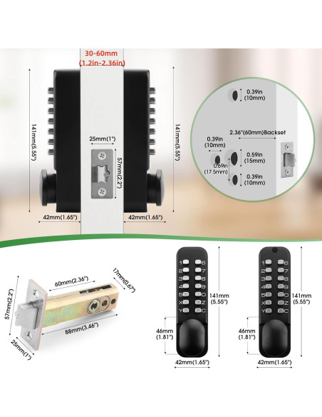 Cerradura de Entrada Sin Llave Mecánica ANNFUZ con Teclado Doble Lado
