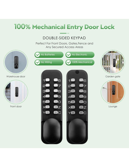 Cerradura de Entrada Sin Llave Mecánica ANNFUZ con Teclado Doble Lado