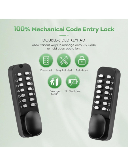 Cerradura de Entrada Sin Llave Mecánica ANNFUZ con Teclado Doble Lado