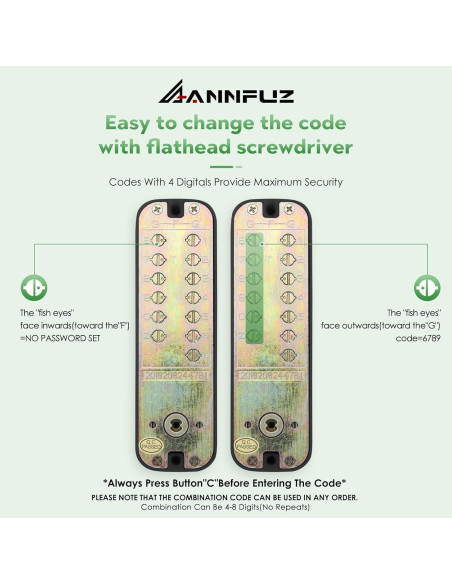 Cerradura de Entrada Sin Llave Mecánica ANNFUZ con Teclado Doble Lado