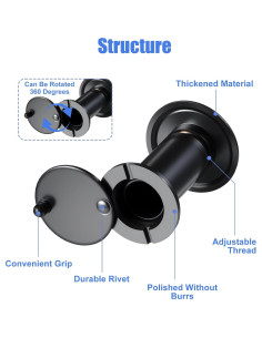 Mirilla de puerta 200 grados Eldraqth con broca 16mm negra 2