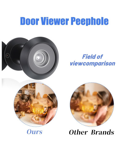 Mirilla de puerta 200 grados Eldraqth con broca 16mm negra