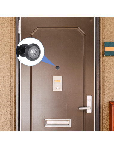 Mirilla de puerta 200 grados Eldraqth con broca 16mm negra