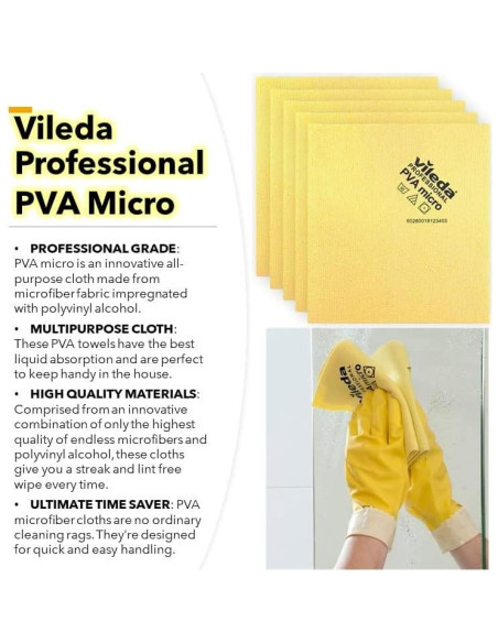 Paño de Microfibra PVA Vileda Profesional - 5 Unidades Amarillo