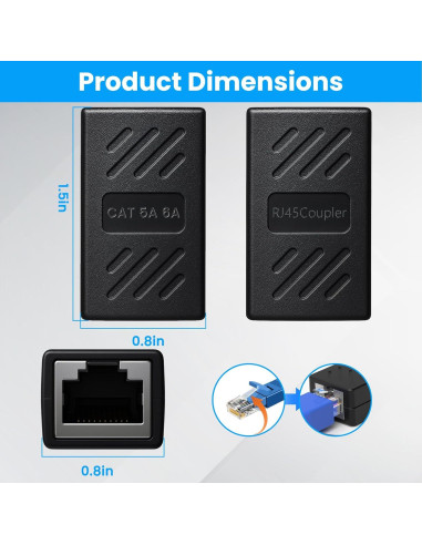 Acoplador Ethernet RJ45 Hembra a Hembra Dirvcp - 4 Pcs 1000Mbps
