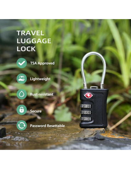 Candado de Combinación TSA UP Security Negro 2 Piezas
