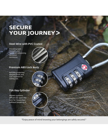 Candado de Combinación TSA UP Security Negro 2 Piezas