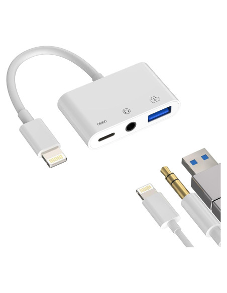 Adaptador 3 en 1 Zoyuzan Lightning a 3.5mm y USB OTG para iPhone