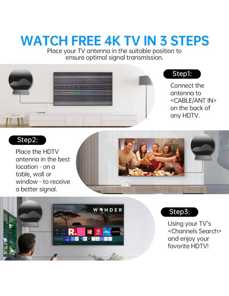 Antena de TV Interior Ragnal M01 2800+ Millas 360 HD 4K Antena de TV Interior Ragnal M01 2800+ Millas 360 HD 4K