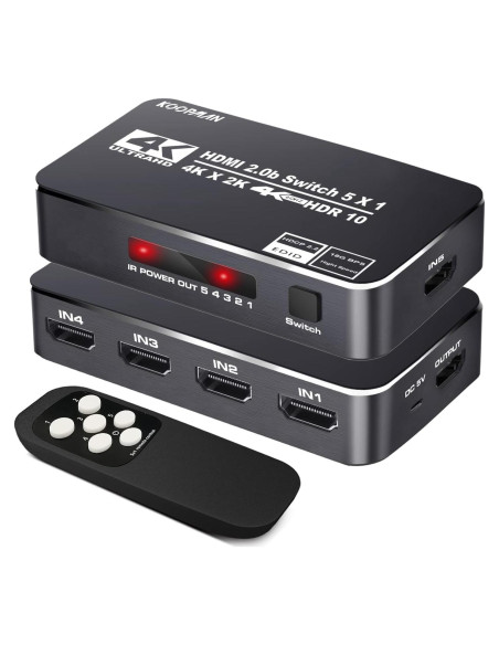 Conmutador HDMI 5 Puertos 4K 60Hz Koopman con Control Remoto