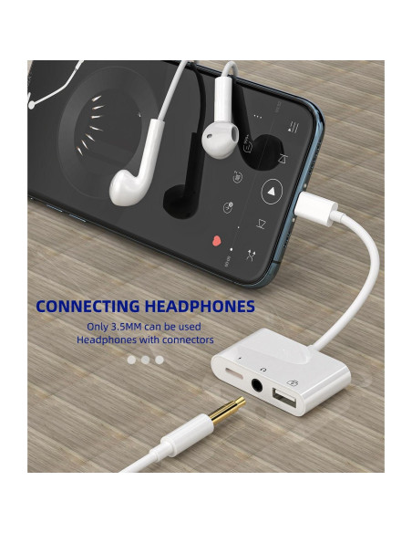 Adaptador 3 en 1 Zoyuzan Lightning a 3.5mm y USB OTG para iPhone