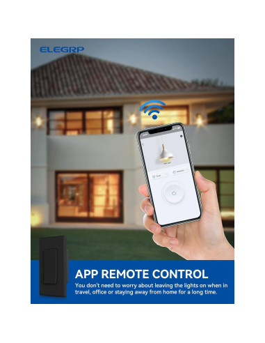Interruptor de Luz Inteligente ELEGRP Wi-Fi 2.4GHz Negro - 6 Unidades