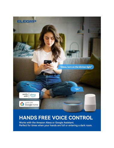 Interruptor de Luz Inteligente ELEGRP Wi-Fi 2.4GHz Negro - 6 Unidades