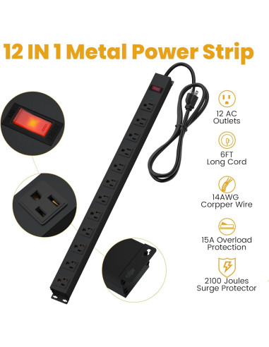 Regleta de Alimentación CFMASTER 12 Salidas 2100 Julios 1.83m