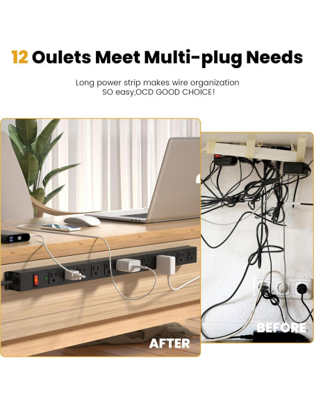 Regleta de Alimentación CFMASTER 12 Salidas 2100 Julios 1.83m