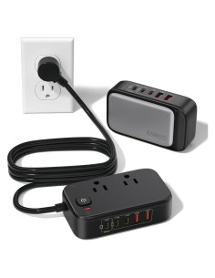 Regleta USB 7-en-1 KWRNVO 80W con 3 USB-C y 2 USB-A