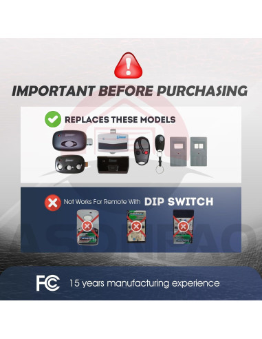 Control Remoto de Garaje ASONPAO MCT-3 2 Piezas 67.6g