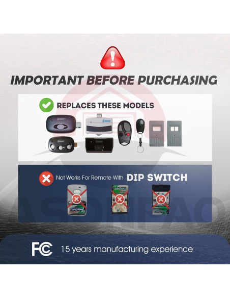 Control Remoto de Garaje ASONPAO MCT-3 2 Piezas 67.6g