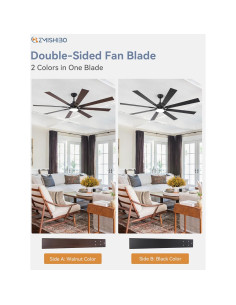 Ventilador de Techo ZMISHIBO 72" Moderno Negro y Nogal con Luz LED 2
