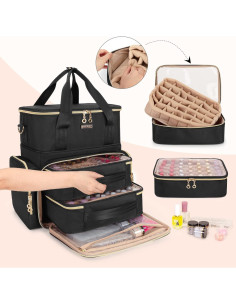 Organizador de Esmaltes BAFASO Doble Capa 70 Botellas Negro 2