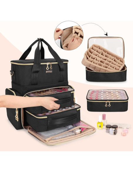 Organizador de Esmaltes BAFASO Doble Capa 70 Botellas Negro Organizador de Esmaltes BAFASO Doble Capa 70 Botellas Negro