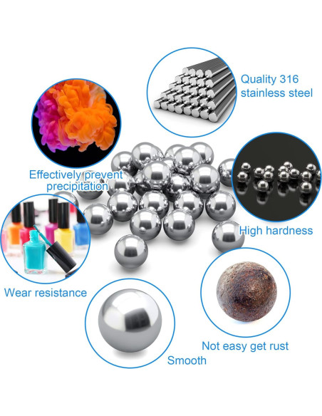 Bolas de Mezcla de Pintura PAGOW 400pcs Acero Inoxidable 3mm