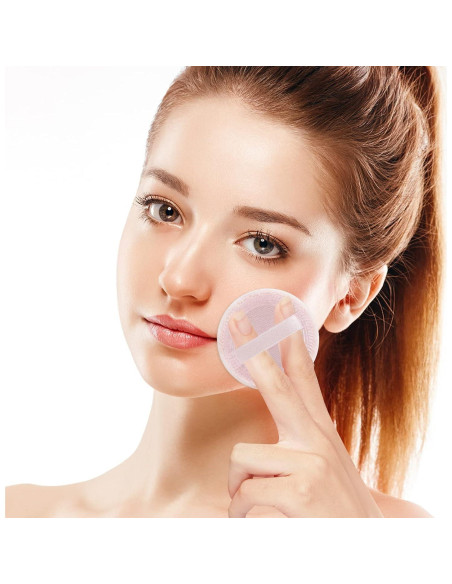 12 Esponjas de Maquillaje Rosa Sibba - Puff de Polvo Velour