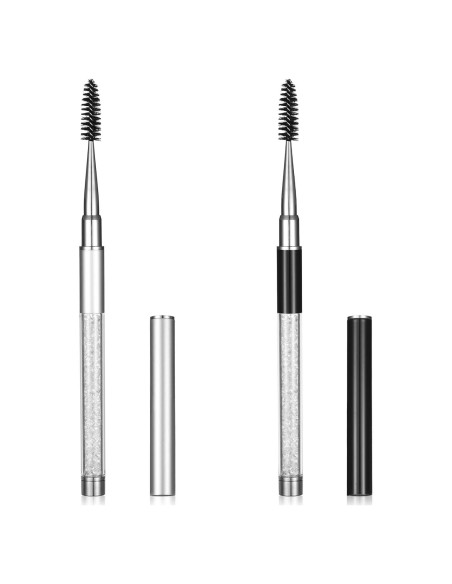 2 Cepillos de Cejas Reutilizables Qulkws con Tapa - Negro y Blanco