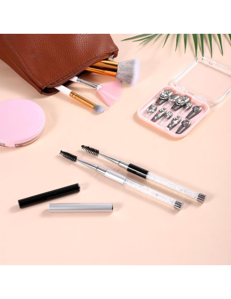 2 Cepillos de Cejas Reutilizables Qulkws con Tapa - Negro y Blanco