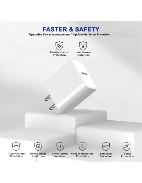 3 Cargadores Rápidos USB-C 20W para iPhone y iPad - Blanco