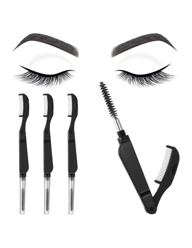 Peines de Pestañas y Cejas Boao - 4 Piezas Plegables Negro