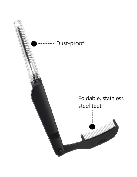 Peines de Pestañas y Cejas Boao - 4 Piezas Plegables Negro