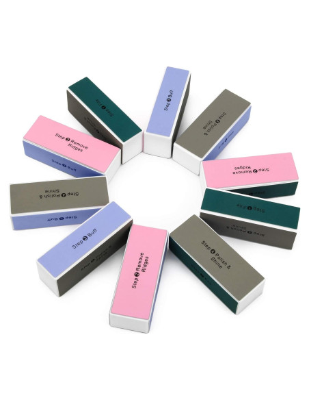 Bloque de Pulido de Uñas AHIER 10 Piezas 4 Vías Colorido