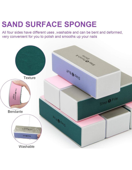 Bloque de Pulido de Uñas AHIER 10 Piezas 4 Vías Colorido