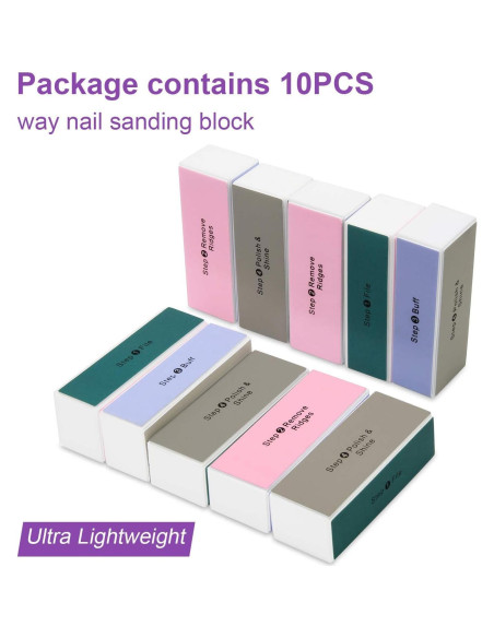 Bloque de Pulido de Uñas AHIER 10 Piezas 4 Vías Colorido