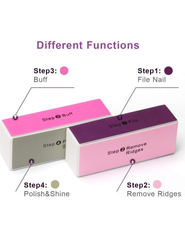 Bloque de Pulido de Uñas AHIER 10 Piezas 4 Vías Colorido