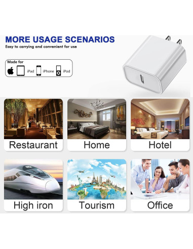 3 Cargadores Rápidos USB-C 20W para iPhone y iPad - Blanco