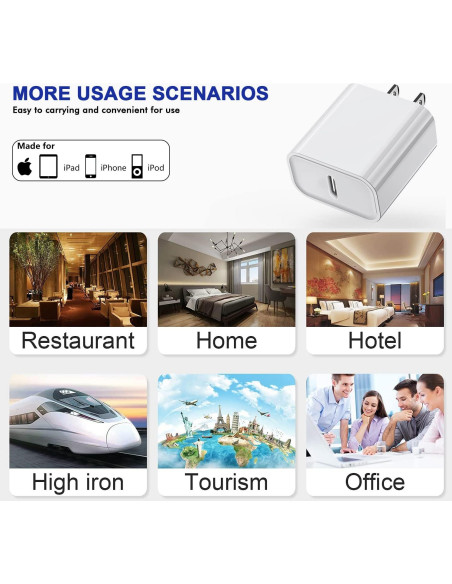 3 Cargadores Rápidos USB-C 20W para iPhone y iPad - Blanco