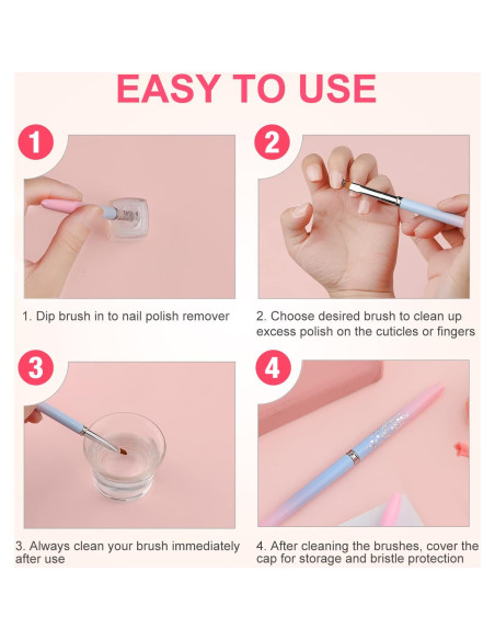 2 Pinceles de Limpieza para Uñas SAVITA - Redondo y Angulado